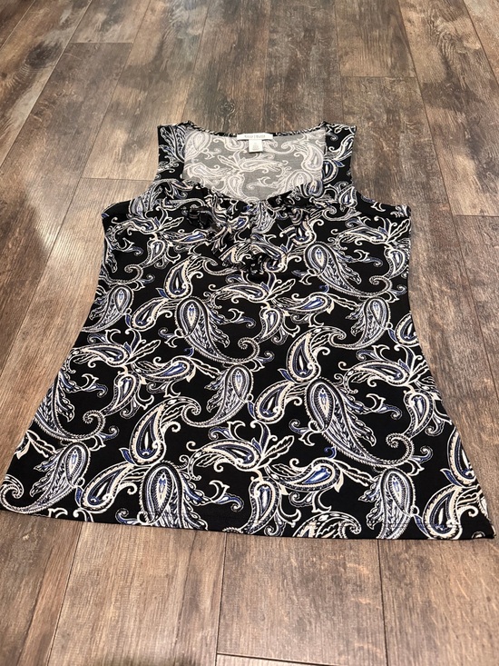 White House Black Market Tops - White House Black Market Black Paisley Ruffle-Trim Camisole